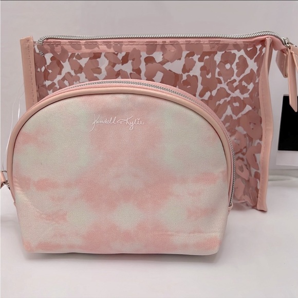 Kendall & Kylie Handbags - Kendall + Kylie Pink Leopard and Tye Die 2pc. Travel Cosmetic Bags